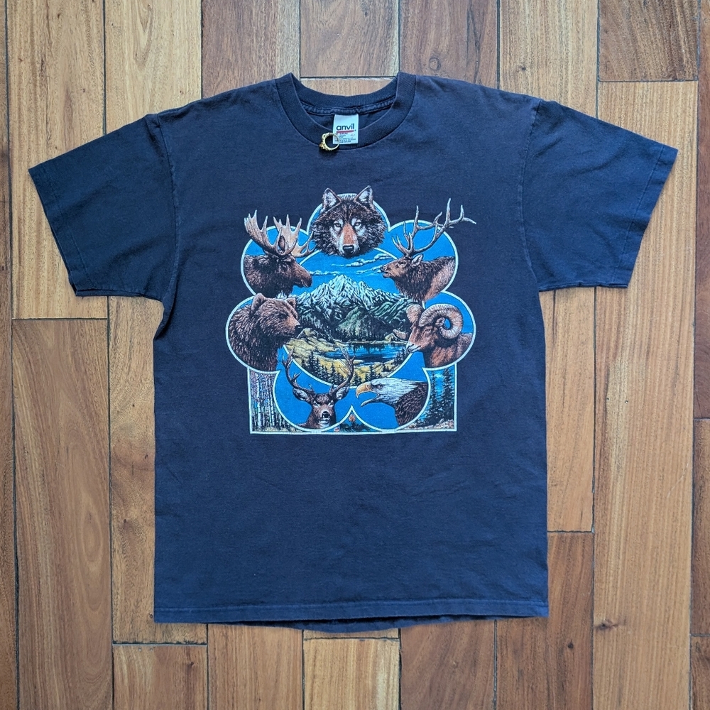 North American Wildlife Vintage T-shirt (L)
